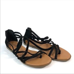Me Too Black Zip-Up Criss-Cross Sandals